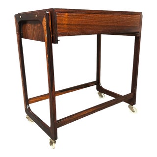 Vintage Danish Mid Century Modern Rosewood Side Table - Cart For Sale