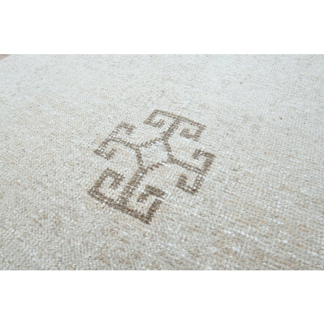 Beige 1970s Vintage Handmade Wool Cotton Turkish Beige Runner Rug For Sale - Image 8 of 11
