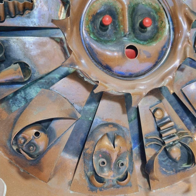 Brown Vintage Brutalist Copper Horoscope Wall Decoration, 1960s For Sale - Image 8 of 15