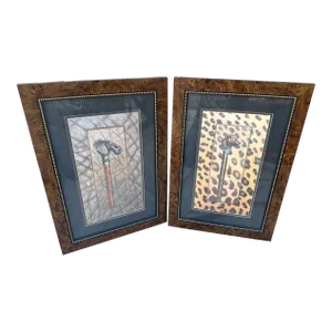Arnie Fisk Leopard & Elephant Cane Prints, Signed