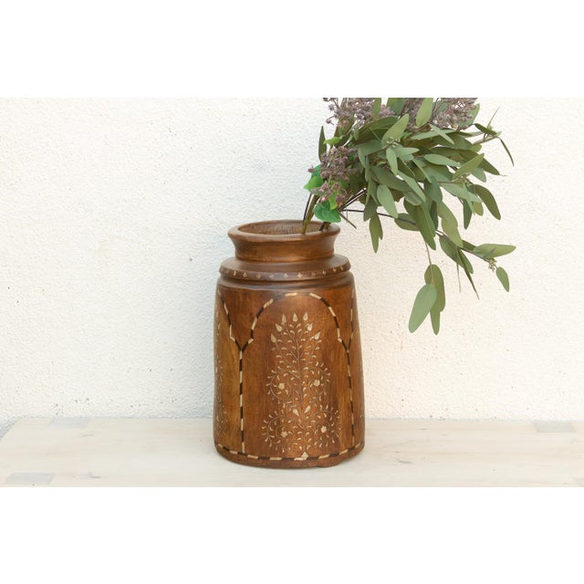 Indian Tall Antique Inlay Medallion Pot For Sale - Image 3 of 9