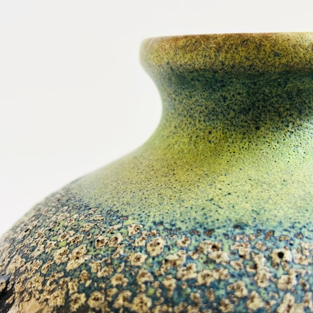 Textured Blue Lava Glaze Pottery Vase For Sale In San Francisco - Image 6 of 10