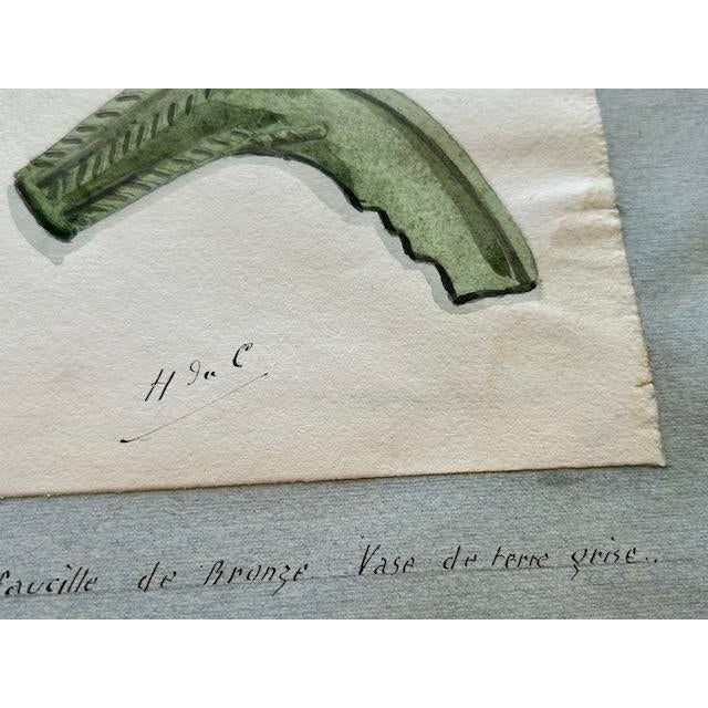 Paint Austrian Museum Collection of Bronze Age Tools Original Watercolor Illustration C.1900 For Sale - Image 7 of 9