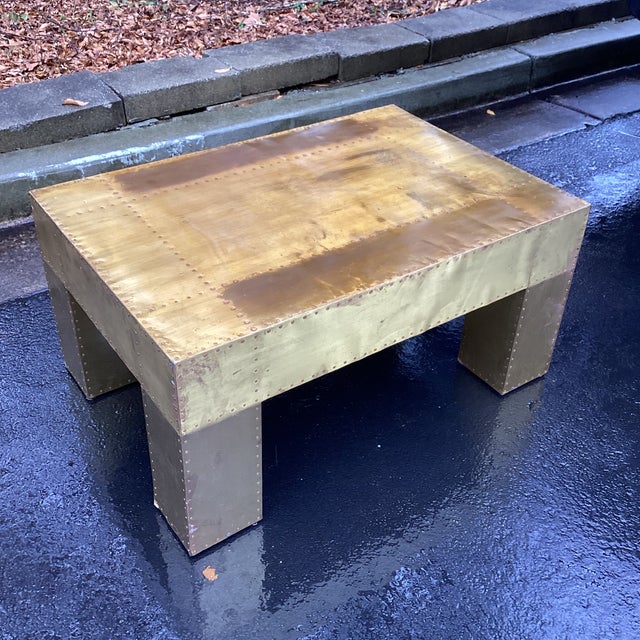 Sarreid Ltd. Vintage Sarried LTD Brass Clad Cocktail Table For Sale - Image 4 of 8