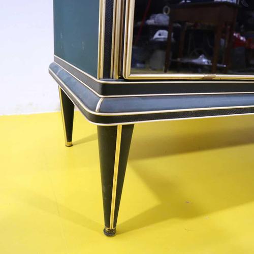 Credenza with Mirror and Black Glass Doors For Sale - Image 4 of 18