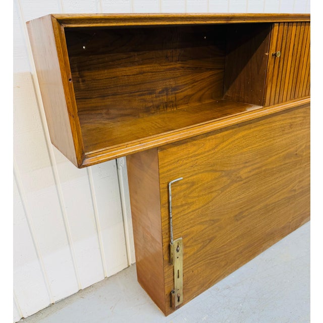 Mid-Century Modern Mid-Century Modern King Size Tambour Walnut Headboard For Sale - Image 3 of 6