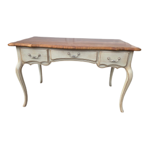1980s Ethan Allen French Country Ladies Writing Desk Paint Decorated Console