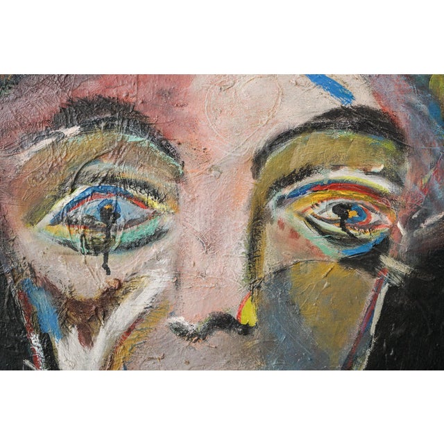 2010s Tello, Expressionist Portrait, Late 20th Century, Oil on Board, Framed For Sale - Image 5 of 10
