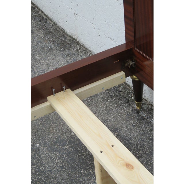 Late 20th Century French Tall Burlwood Inlay Queen Size Bed 5918 For Sale - Image 5 of 12