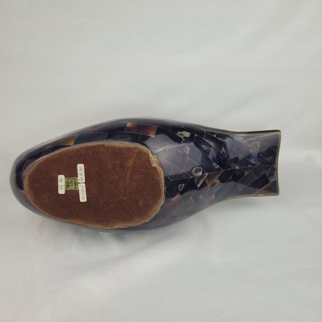 Maitland Smith Tessellated Faux Tortoise Shell Mother of Pearl Duck Brass For Sale - Image 11 of 15