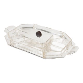 Art Deco Silver Plate and Crystal Barware Tray and Dishes by Quist, circa 1930 For Sale