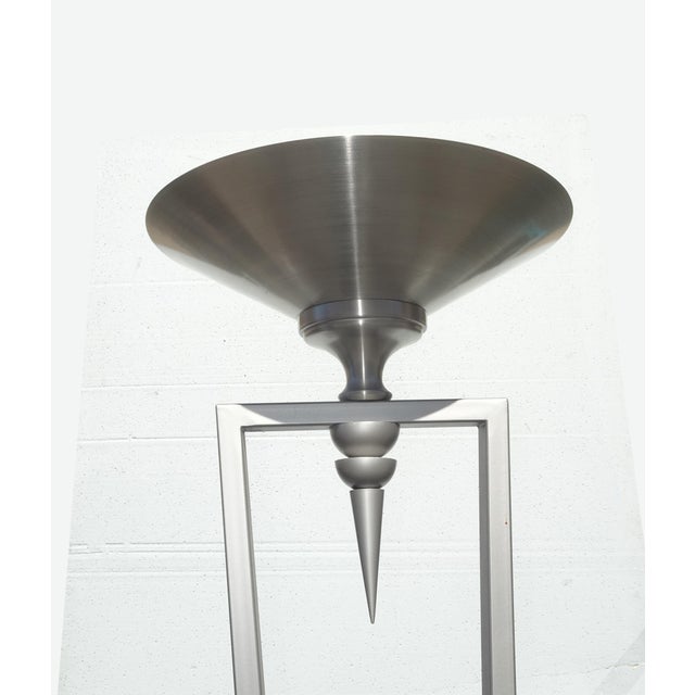 Silver 72" Tall Vintage Postmodern Silver Torchiere Floor Lamp For Sale - Image 8 of 13