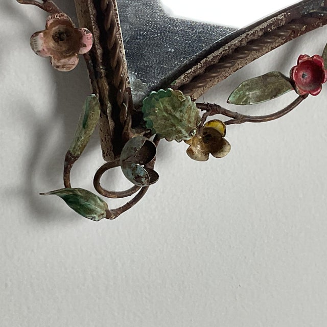 Vintage Italian Tole Floral Mirror For Sale In West Palm - Image 6 of 12