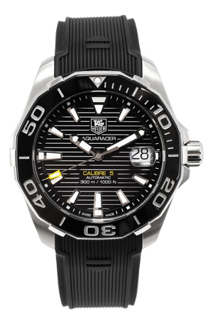 Tag Heuer Aquaracer 41mm way211a.ft6068 Black Dial Rubber Band Steel Watch