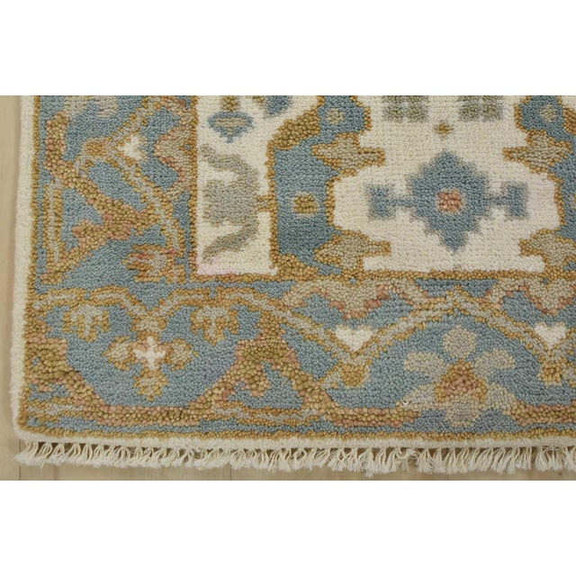 Oushak Runner 2’7” X 7’10” Ivory Wool Tribal Hand-Knotted Oriental Rug For Sale - Image 10 of 13