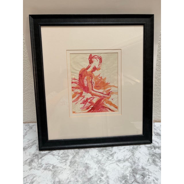Vintage Ballet Dancer Artisan Watercolor Painting For Sale In Sacramento - Image 6 of 6