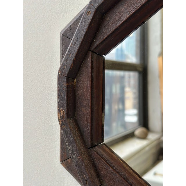 Antique Folk Art Reclaimed Trim Octagonal Mirror, Circa Early 20th Century For Sale - Image 10 of 17