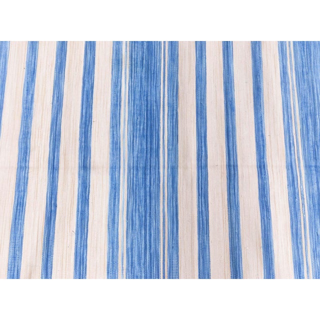 Modern Contemporary Striped Blue Dhurrie Rug by Doris Leslie Blau For Sale - Image 3 of 10