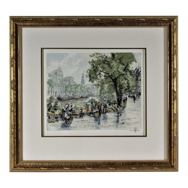 Hans Figura, Der Blumenmarkt (Flower Market, Amsterdam), Circa 1950 For Sale