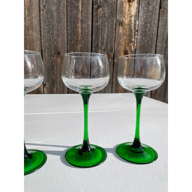 1950s French Luminarc Green Stemmed Wine Glasses Set of 4 Chairish