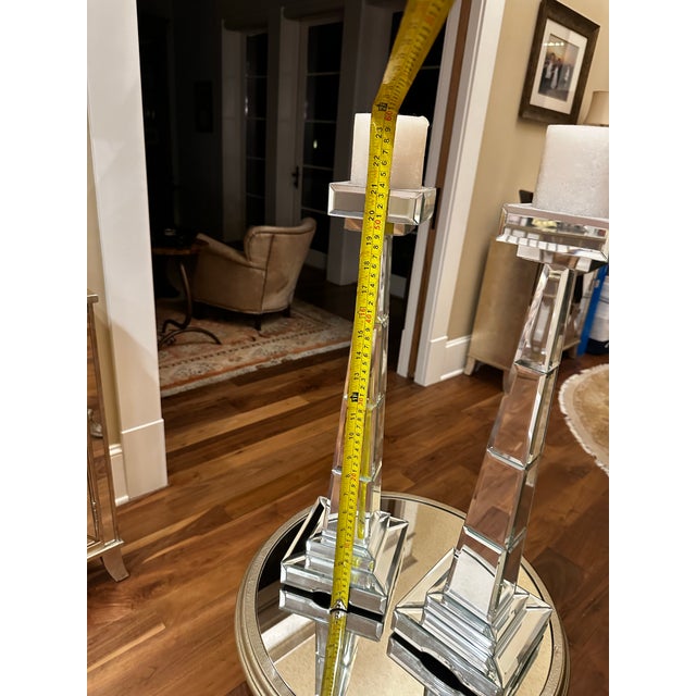 Modern Mirrored Candlesticks - Pair For Sale - Image 3 of 5