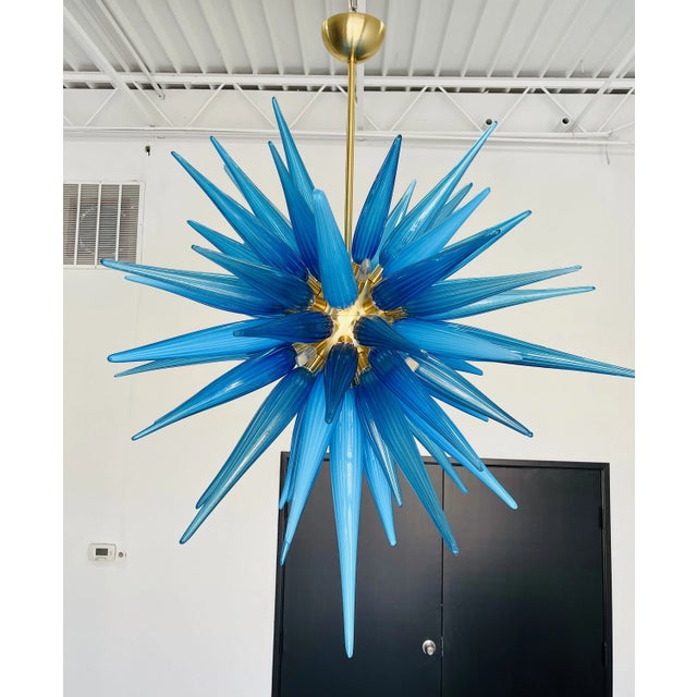 Mid-Century Modern Murano Glass Chandelier Sputnik Icicles Modern Chandelier For Sale - Image 3 of 9