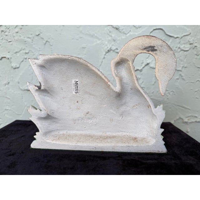 Vintage Midwest Taiwan Painted Swan Doorstop/Bookend For Sale - Image 4 of 9