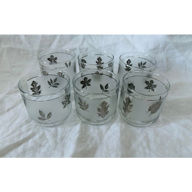 Mid-Century Modern MCM Libbey Silver Leaf Rock Glasses-a Set For Sale - Image 3 of 7
