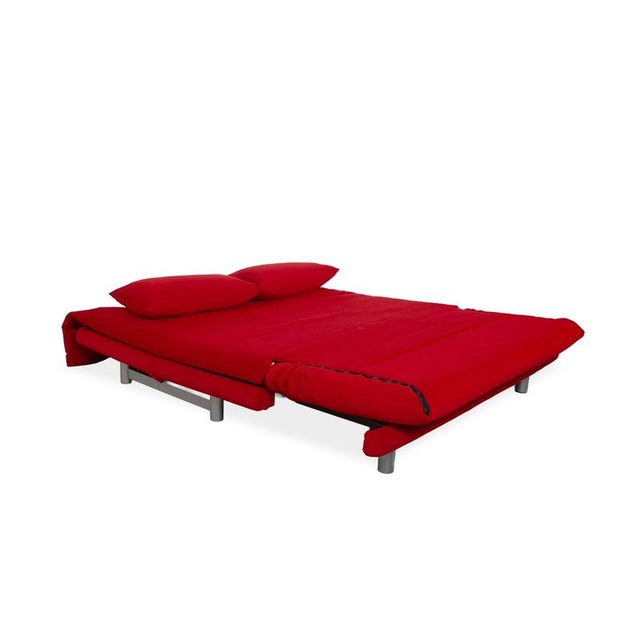 Three-Seater Red Fabric Silver Frame with Manual Sleeper Function Multy Sofa Bed from Ligne Roset For Sale - Image 6 of 13
