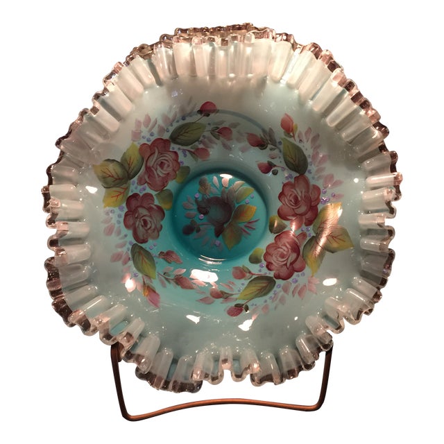 Victorian Bride’s Basket Enameled Bowl For Sale