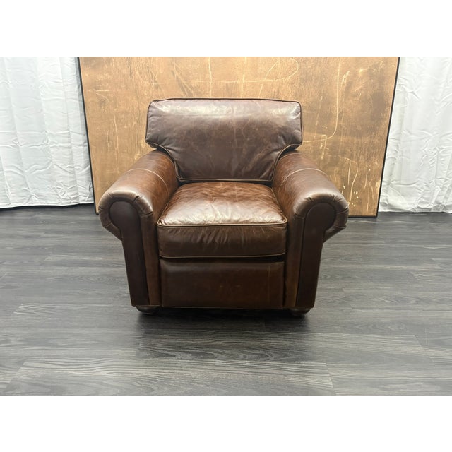 Rh Original Lancaster Leather Recliner Italian Brompton Leather | Cocoa | Down-Feather Fill For Sale - Image 9 of 18