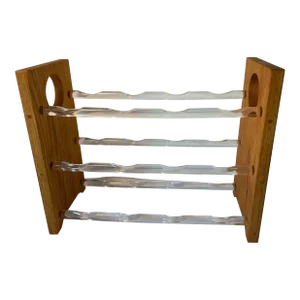 Vintage Lucite and Wood Mid Century 12 Bottle Wine Rack