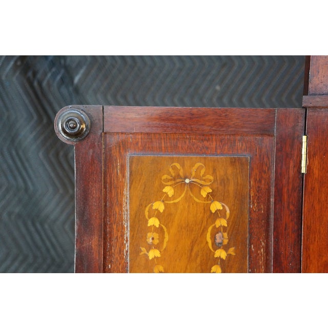 Antique Edwardian Mahogany Marble Top Drop Center Dressing Table Vanity 46" For Sale - Image 15 of 17