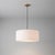 Modern Stretch Pendant Light - Weathered Brass Steel, Drum White Linen Shade, Dimmable, Elegant Design For Sale - Image 3 of 5