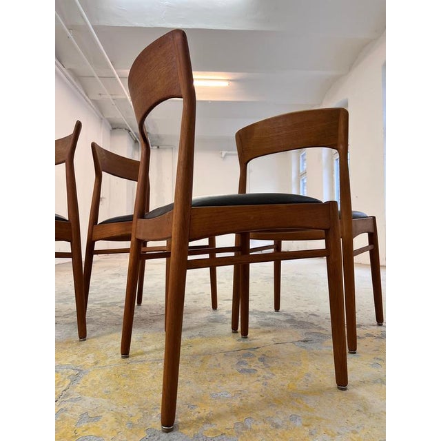 Chairs in Teak and Leather by Henning Kjærnulf for Korup Stolefabrik, Set of 4 For Sale - Image 3 of 11