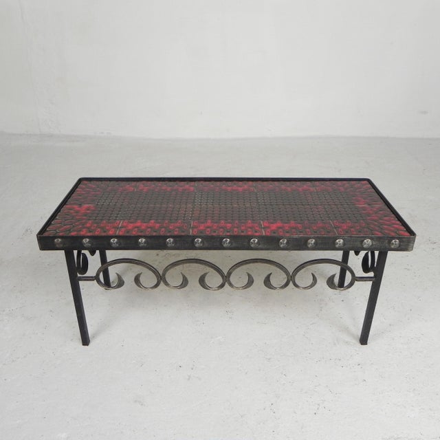 Metal Mid-Century Brutalist Tile Table with 10 Tiles and Steel Frame, 1960s For Sale - Image 7 of 18