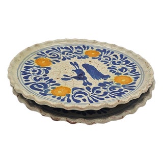 Set of Three Early 20th Century Spanish Talavera Tin-Glazed Pottery Plates – 7.25 Inch For Sale