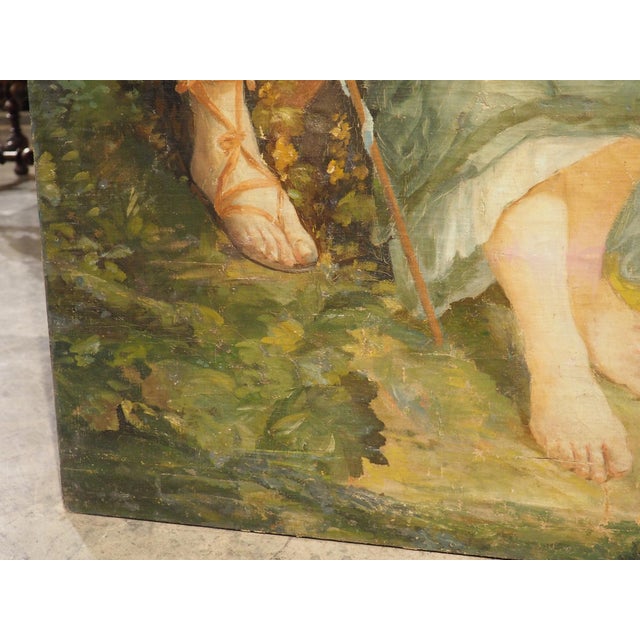 Textile The Flute Lesson, Antique French Oil Painting After François Boucher Circa 1850 For Sale - Image 7 of 18
