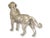 An impressively detailed midcentury English silver-plated figure of a hunting dog proudly carrying a duck in its mouth....
