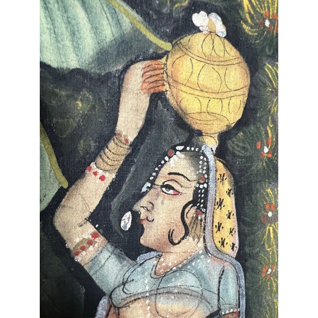 Textile Mid 20th Century Large-Scale Indian Pichwai Textile – Hand-Painted Scenes From the Life of Lord Krishna For Sale - Image 7 of 18