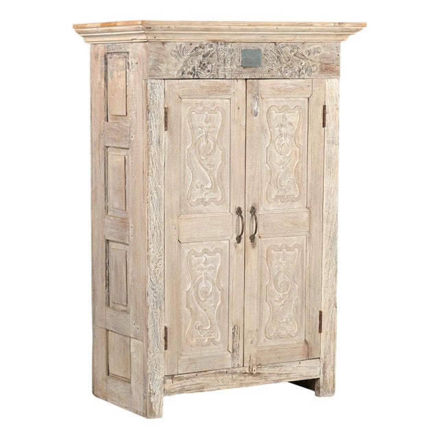 Indian Bleached Teakwood Armoire Constructed From Antique Doors For Sale