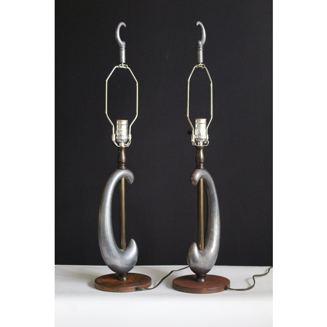 Mid 20th Century Gerald Thurston Influence Sculptural Lamps - a Pair For Sale In Miami - Image 6 of 12