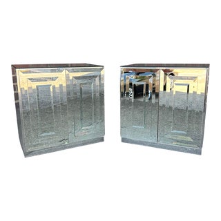 Pair of Ello Mirrored Nightstands Midcentury Glam For Sale