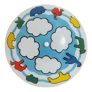 Mid Century Graphic Sky Flush Mount Light For Sale