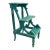 Tuscany Italian Country Carved &Amp; Distressed Green Painted Wood 3-Step Library Ladder For Sale