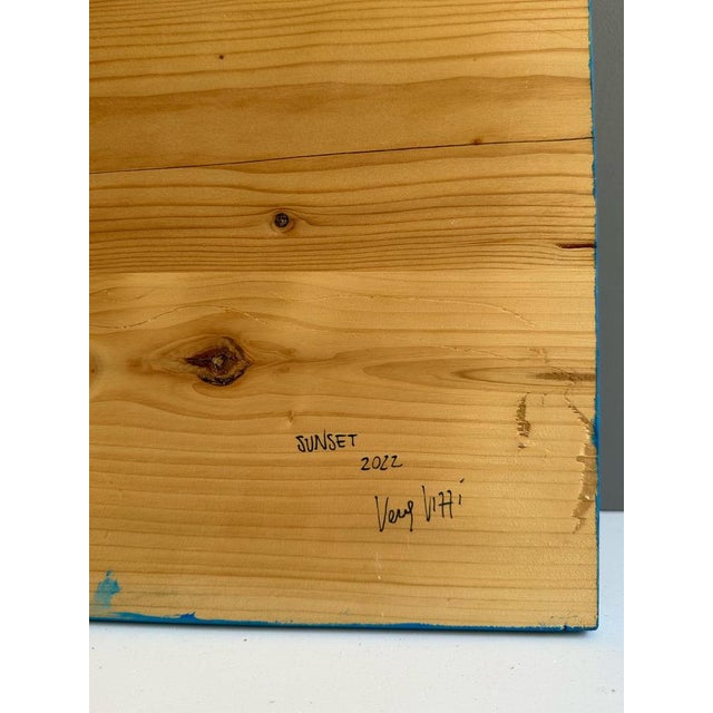 Vera Vizzi, Sunset Wall Sculpture in Sky Blue and Neon Yellow, 2022, Mixed Media For Sale - Image 7 of 10