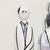 A whimsical mixed-media sculpture by Italian artist Guglielmo Gusella depicting a group of gallery visitors gathered...