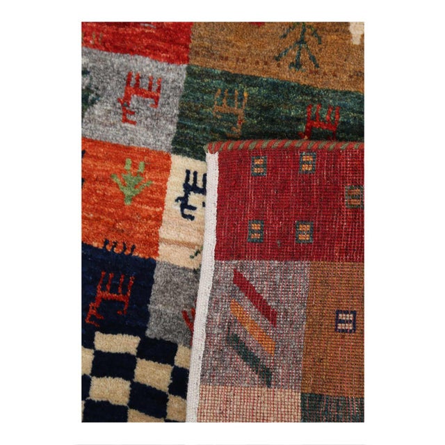 Traditional Pasargad DC Multi Color Fine Hand Knotted Gabbeh Rug For Sale - Image 3 of 4