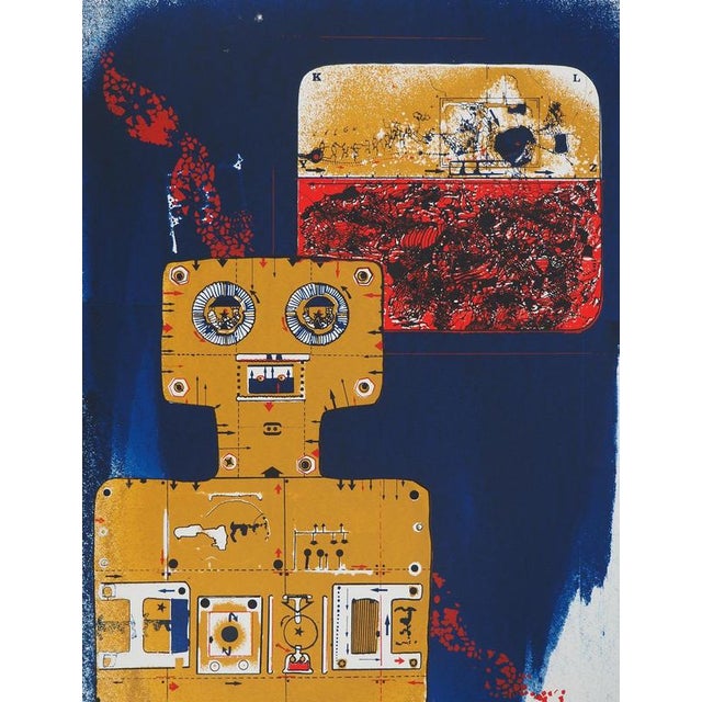 Jean-Pierre VIELFAURE (1930-2015) Robot on a blue background, 1974 Original lithograph Signed and dated in pencil...