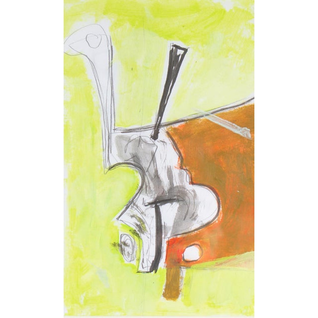 A mixed media painting by the American artist James L. Bruch (1942-2023). This painting consists of sketched abstracts...